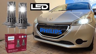 💡 MONTAGE  ESSAI FEUX DE CROISEMENT SUR PEUGEOT 208 AMPOULESLAMPES LED H7 PHILIPS ULTINON ACCESS [upl. by Erik]