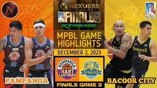 MPBL HIGHLIGHTS PAMPANGA VS BACOOR CITY FINALS GAME 3 DECEMBER 2 2023 [upl. by Lull356]