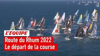 Voile  Route du Rhum 2022  Le départ et les premières minutes de course [upl. by Eiboj]