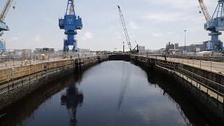 Dry Dock 6 Dewatering Time Lapse at Norfolk Naval Shipyard [upl. by Henson]