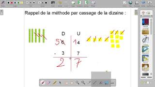 La soustraction posée CE1  méthode de cassage de la dizaine [upl. by Dolf587]