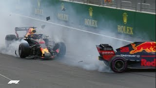 All The Angles Ricciardo and Verstappen Crash  2018 Azerbaijan Grand Prix [upl. by Almund]