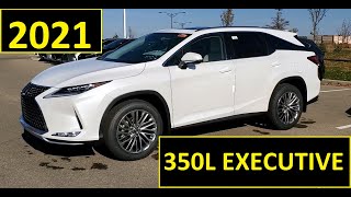 2021 Lexus RX 350L Executive 6 passenger Eminent White with Parchment interior Review of Features [upl. by Idnar]