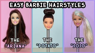 5 Easy Barbie Doll Hairstyles Tutorial [upl. by Cartan45]