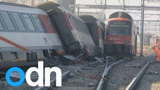 Swiss train crash leaves dozens injured [upl. by Jeritah79]