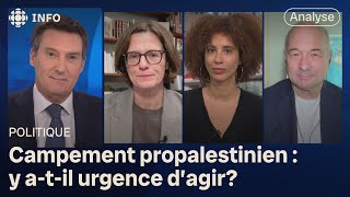 Panel politique  un campement propalestinien sinstalle à lUQAM [upl. by Ael]