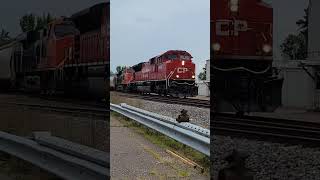 CP SD70ACU on the CN diesel oil empty of U7577129 at Ladysmith WI [upl. by Yob]