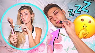 Doing My Boyfriends Makeup While Hes Sleeping PRANK [upl. by Nester208]