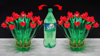 Beautiful Flower from Sprite Bottle  Plastic bottle craft ideas  Ide Kreatif Botol Sprite [upl. by Jud620]