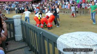 Palio di Siena incidenti 30 giugno 2014 practice accident [upl. by Leugim283]