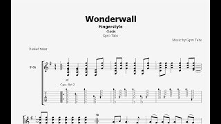 Oasis Wonderwall  Fingerstyle Tab  Gpro Tabs [upl. by Laurella]