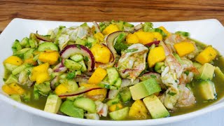 CEVICHE DE CAMARÓN CON MANGO UNA DELICIOSA RECETA PARA TODA LA FAMILIA [upl. by Tobiah117]