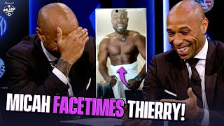 Micah Richards FaceTimes Thierry Henry LIVE onair in a TOWEL 😂  UCL Today  CBS Sports Golazo [upl. by Waltner]