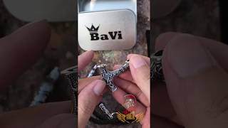 BaviPower Thors Hammer Mjolnir Pendant leather Necklace  Nordic Viking Jewelry [upl. by Marron]