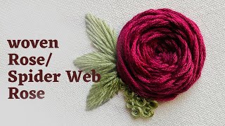 Woven Wheel Rose  Woven Wheel stitch  Spider Web Stitch  Spider Web Rose  Embroidery videos [upl. by Nirraj]