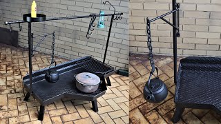 I make a Metal Firepit for Campfire and Dutch Oven Cooking with a Swinging Pot Hanger [upl. by Vashti]