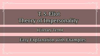 Tradition and the Individual Talent  by T S Eliot  IRENE FRANCIS [upl. by Burny]