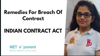 Remedies For Breach Of Contract Indian Contract Act By NET EXPONENT [upl. by Cousin]