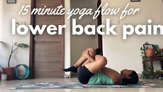 15 minute yoga flow for lower back pain  Asanas for back pain  Desk job  Back pain yoga [upl. by Etnovahs]