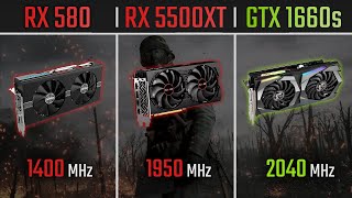 RX 580 vs RX 5500XT vs GTX 1660 Super  1080P 1440P and 1440P UW Gaming Benchmarks [upl. by Esetal]