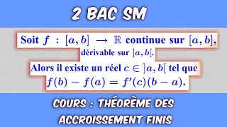 Théorème des accroissements finis  cours et exercices corrigés  2 bac sm [upl. by Eittah]