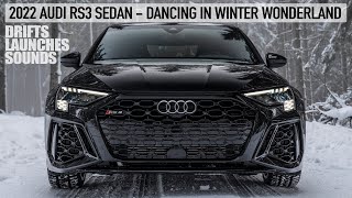 2022 AUDI RS3 SEDAN BLACKED OUT  DANCING IN WINTER WONDERLAND  DRIFT LAUNCHES amp MUCH MORE 4K [upl. by Eidnar]