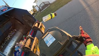 Garbage Truck Toter PoV  LONG Recycle Route [upl. by Pinebrook700]