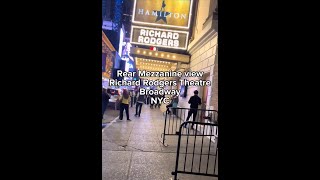 Hamilton Musical  View from rear mezzanine at Richard Rodgers Theatre  Broadway  NYC [upl. by Kcirednek533]