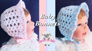 How to crochet Newborn baby bonnet 06M  boy or girl baby caps fast and easy  Crochet for Baby 199 [upl. by Nrol]