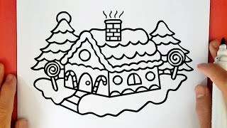 COME DISEGNARE UNA CASA DI NATALE [upl. by Donalt]