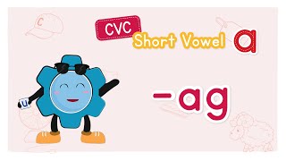 CVC Words and Blending  Short Vowel a  Step 1  ag Word Family  Onsets and Rimes  Phonics Kids [upl. by Ahsiemak935]