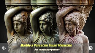 Substance 3d painter Tutorial  making marble material and rendering statue in marmoset tool bag [upl. by Nelloc770]