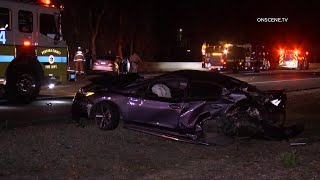 Chain Reaction Crash Briefly Shuts Down US101  Oxnard [upl. by Mourant]