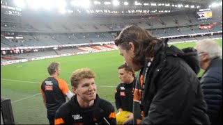 EP9  SITTING IN THE GIANTS CHEER SQUAD AND TALKING TO AFL PLAYERS LIFE OF AN ORANGE TEAM FAN [upl. by Llerref]