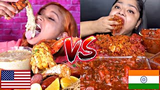 AMERICAN VS INDIAN MUKBANG🇺🇸🆚🇮🇳😱🙀🤯 [upl. by Helsa160]