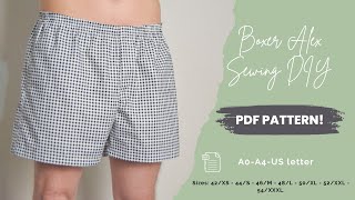 DIY How to Sew Classic Boxer Shorts for Men with Fly  Sewing Tutorial and PDF Pattern For Beginners [upl. by Eanal]