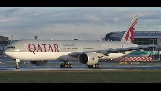 Rare Qatar Boeing 777300ER Takeoff at Dublin Airport [upl. by Robinette]