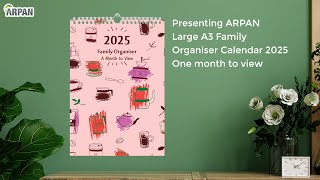 2025 Large A3 Family Organizer Calendar One Month to View  ST 2033 [upl. by Ahsiak683]