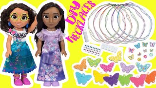 Disney Encanto Mirabel and Isabela Making DIY Butterfly Necklaces Crafts for Kids [upl. by Orhtej437]