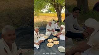 दाल बाटी चूरमा ओर बाजरी कटाई की ला 😍rajasthan farmer foodevent village deshi [upl. by Eissoj]