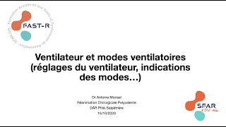 Ventilateur et modes ventilatoires [upl. by Nuahs932]