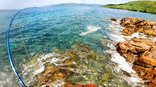 Rock Fishing❗Catching School of Tuna From The Shore [upl. by Ijan]