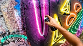 Neon Style Graffiti Letters with All Colors [upl. by Htes]