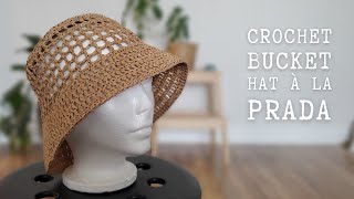 Bucket Hat à la Prada  Crochet with raffia  Stepbystep Tutorial [upl. by Bautram]