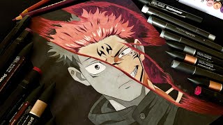 Drawing Sukuna amp Yuji From Jujutsu Kaisen 🔥🔥 [upl. by Yelrah]