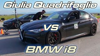 Giulia Quadrifoglio vs BMW i8 [upl. by Kong86]