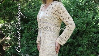 Longsleeve cardigan jacket – crochet long top [upl. by Shorter307]