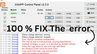 Error MySQL shutdown unexpectedly  How to Solve XAMPP Server MySQL Cannot Start  FIXED [upl. by Karel336]