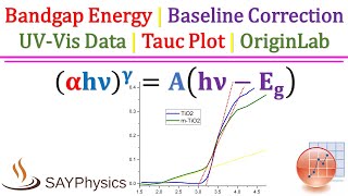 Band gap energy with baseline correction using Tauc plot from uvvis absorbance data in origin [upl. by Crary]