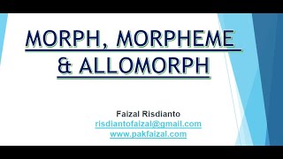 morph morpheme allomorph [upl. by Annij]